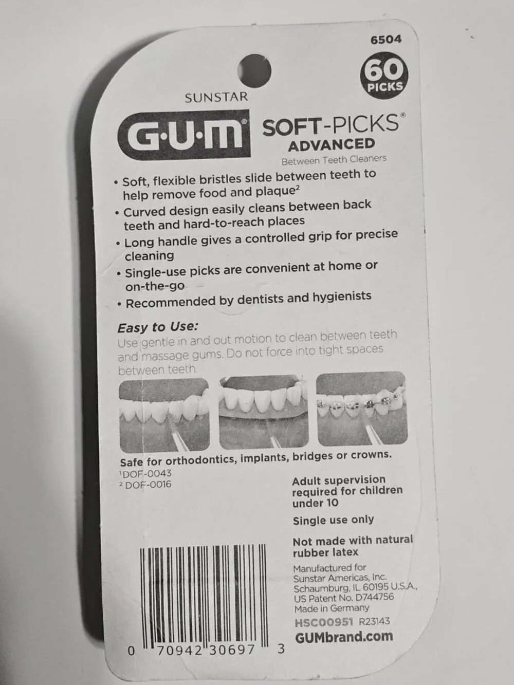 GUM Soft-Picks Advanced, Dentist Recommended Dental Picks, 60 Count